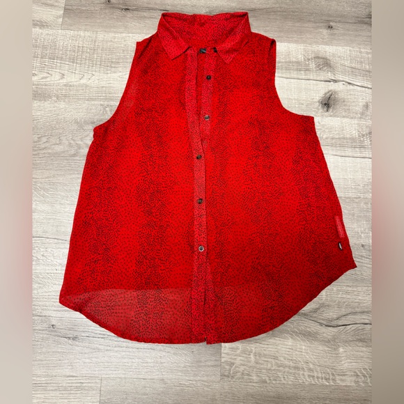 Vans Sheer Button Down Sleeveless Top - Picture 4 of 8
